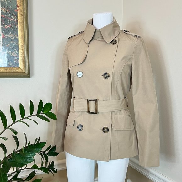 Forever 21 Jackets & Blazers - Forever 21 Short Double Breasted Mini Trench Coat w/ Faux Tortoise Shell Buttons